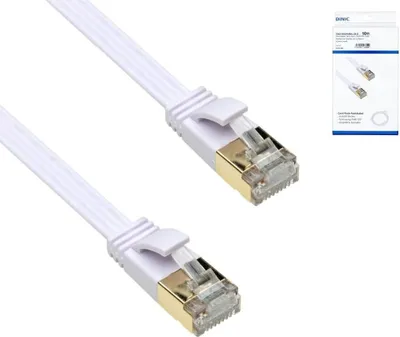 Produktbild von DINIC Patchkabel Cat.6, flach, PiMF/STP, 10 m, Weiß