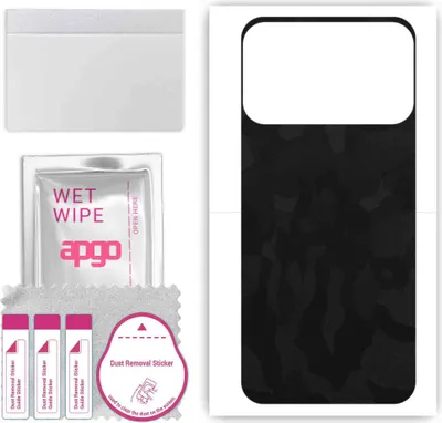Produktbild von apgo Rückseite Schutzfolie, Skin, kompatibel mit Tecno Spark 8P, Hinten Displayschutzfolie aus Vinylfolie, kratzfest, einfache Montage - Schwarzes Tarnmuster