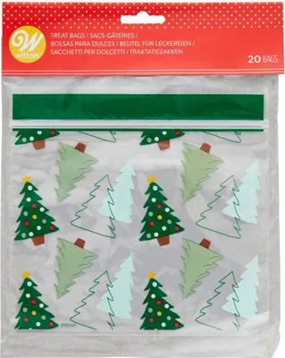Produktbild von Wilton Süßigkeitentüten Weihnachtsbäume wiederverschließbar pk / 20 Beutel