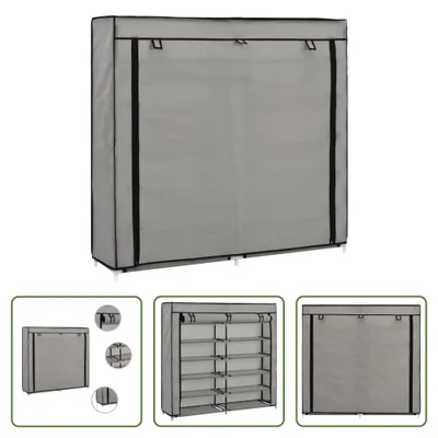 Produktbild von The Living Store Schuhschrank mit Abdeckung Grau 115 x 28 x 110 cm Stoff