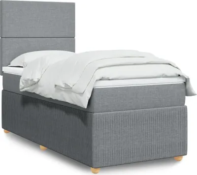 Produktbild von "2026 Promotion" Boxspringbett mit Matratze - Hellgrau 90x200 cm - Stoff - Polsterbett CC15328