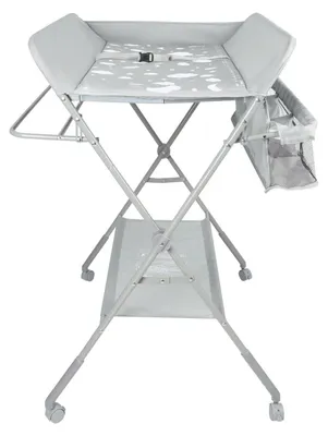 Image de Table à langer pliable et portable avec rangement, 4 roulettes, gris clair, 80x58x90 cm