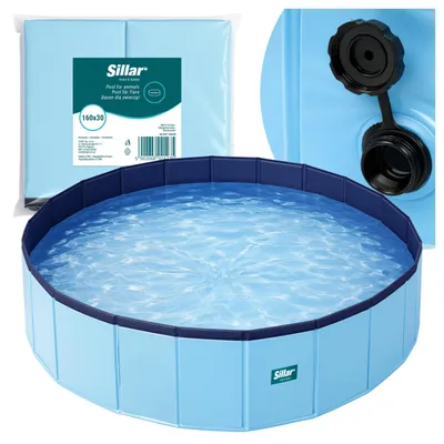Productafbeelding van Sillar opvouwbaar hondenbad, 160x30 cm – Zwembad voor huisdieren, geschikt voor grote honden en katten, badkuip met een inhoud van 600 liter