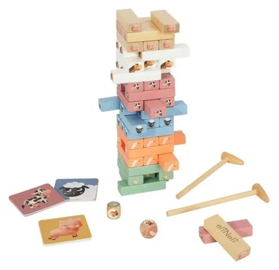Image de EliNeli Tour Jenga en bois animaux