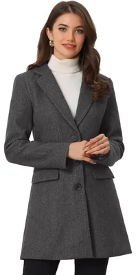 Produktbild von Allegra K Lange Winterjacke für Damen, einreihiger langer Mantel, Cabanjacke, gr