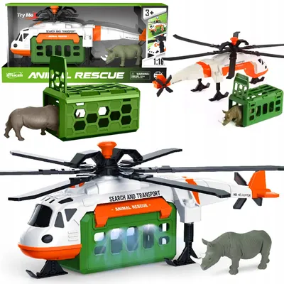 Produktbild von Trifox Großer Tier-Transport Hubschrauber Rettungsspielzeug mit Licht & Sound