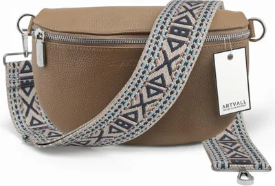 Produktbild von ARTVALL - Umhängetasche aus Leder, Klein mit verstellbarem Schultergurt, abnehmbares Taschenband, Crossbody Bag in Hellbraun