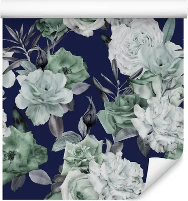 Obrázok produktu pre 10m VLIES WALLPAPER rolka kvety listy ruže akvarel príroda ornamenty XXL