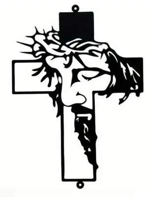 Metall-Kreuz Wanddekor 30 cm schwarz Jesus Motiv