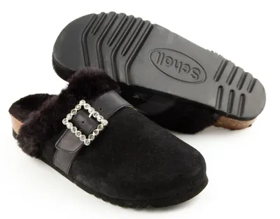 Produktbild von Damenhausschuhe Scholl Fae Crystal Schwarz mit Pelz, geschlossen 37