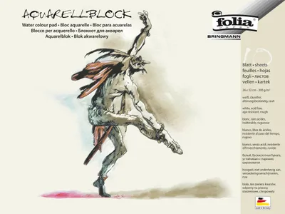 Productafbeelding van Folia 8332 Aquarelblok, 200 g/m², ruw oppervlak, 24x32 cm, wit, 10 vellen