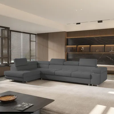 Produktbild von Masseno Ecksofa VICENTE mit Schlaffunktion L-Form, Sofa mit Bettkasten, Wohnzimmersofa, Couch, Soffa, Bettsofa, Couchgarnitur- Grau, QUELLE 92
