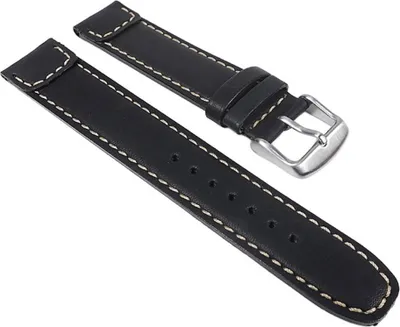 Produktbild von Minott Soft Vintage Ersatzband Uhrenarmband Kalbsleder Band schwarz 24010S, Stegbreite:22mm