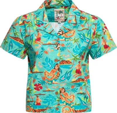 Produktbild von QUEEN KEROSIN Kurzarm Bluse Im Hawaiianischem Design Mint Xxl