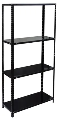 Produktbild von Relaxdays Lagerregal, Stahl, HBT: 145x75x30 cm, 160 kg, 4 Ebenen, Keller, Garage & Werkstatt, Schwerlastregal, schwarz