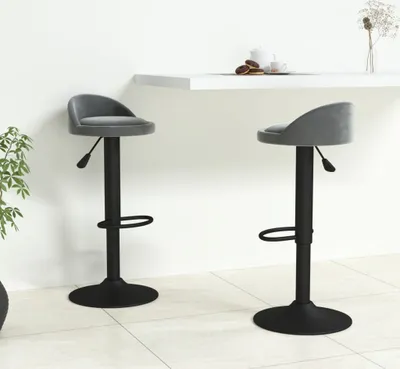 Image de The Living Store Tabouret de bar 2 pcs. Velours gris foncé