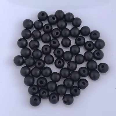 Image de Perles en bois rondes, 60 pièces, 10 mm, noir
