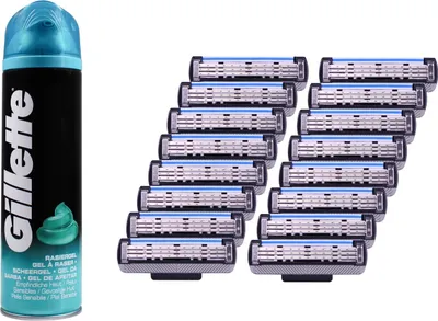 Produktbild von KOMA M3 - Satz von 16 Rasierklingen kompatibel mit Gillette Mach 3 + GIFT Rasiergel