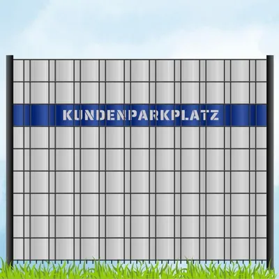 Produktbild von zaun|zu Sichtschutzstreifen mit Laser Beschriftung "KUNDENPARKPLATZ" Doppelstab Enzianblau 2,55m