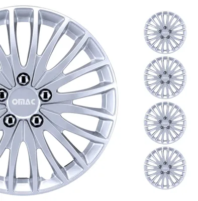Productafbeelding van 16-inch universele wielbeschermers, wielkappen, glanzend zwart, ABS, 4 stuks, AI-gegenereerde afbeelding
