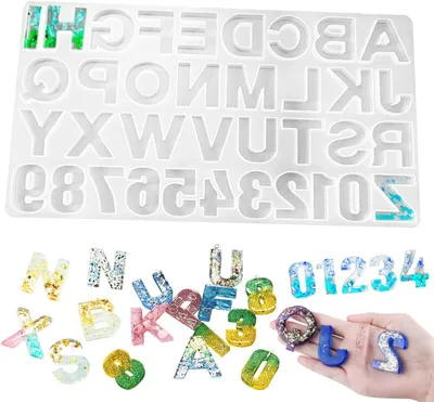 Produktbild von Silicone Gießform Buchstaben und Zahlen, für Epoxidharz, 26 Formen, kreative Dekoration