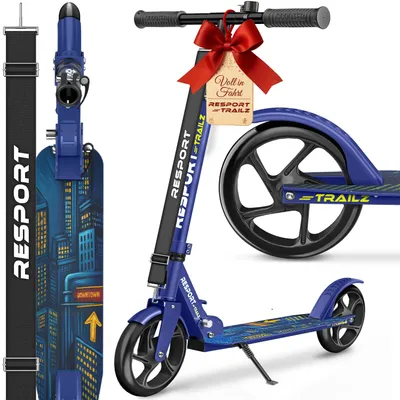 Productafbeelding van RE:SPORT Citystep voor Kinderen & Volwassenen - Kinderstep - Step met Grote Wielen 200mm - Inklapbaar & Verstelbaar - Tot 100kg - Inclusief Bel & Draagriem - Kickscooter
