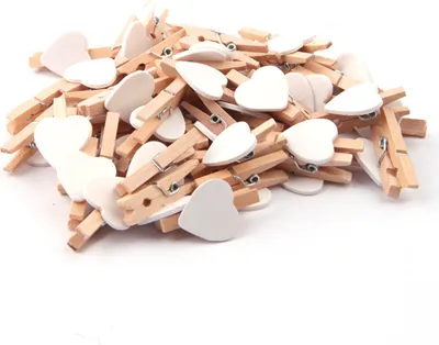 Produktbild von 80 Stück Wäscheklammern Herz, Wäscheklammern Holz Mini kleine Holzklammern weiß
