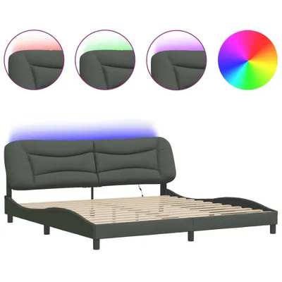Immagine prodotto di vidaXL Struttura letto con LED senza materasso "Hvar" tessuto grigio scuro 200x200 cm