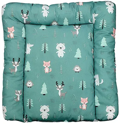 Produktbild von TupTam Baby Wickeltischauflage mit Baumwollbezug Gemustert, Farbe: Wald / Fuchs / Reh / Igel / Bärchen / Grün, Größe: 75 x 85 cm