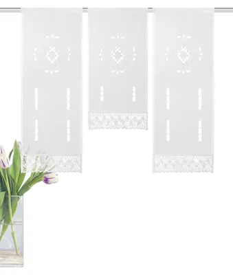 Produktbild von ALEGRA Fensterbehang 3 stk, Leinenstruktur, bestickt, 80x30 cm , Weiß