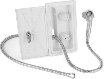 Produktbild von Camper-Duscharmaturenset mit Warm- und Kaltwasser - Doppelventil - Duscharmatur - Metallhahn 1,5 m - ABS/Edelstahl - Außendusche