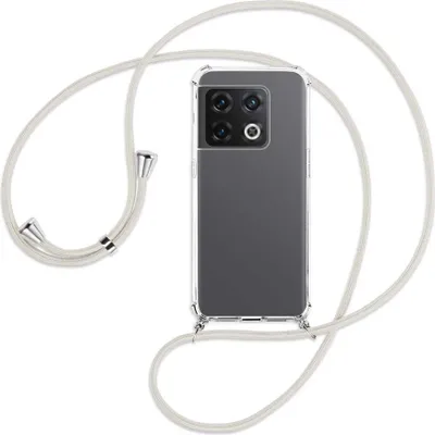 Produktbild von Handykette Backcover-Schutzhülle mit Band (Metall silberfarben) für OnePlus 10 Pro 5G - broken white