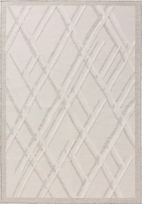 Produktbild von benuta In- & Outdoor Teppich Flora Creme 80x150 cm Teppich Wohnzimmer Outdoorteppich Rechteckig Muster Kurzflor