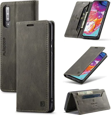 Produktbild von Galaxy A70s Brieftasche Hülle, Retro Kunstledertasche Stand Schutzhülle für Samsung Galaxy A70 / A70S Kupfer