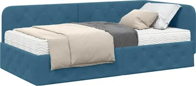 Produktbild von Eckbettgestell Blau 90 x 200 cm Samt