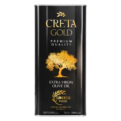 Creta Gold Olivenöl 5L Kanister auf weißem Grund