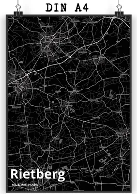 Produktbild von Mr. & Mrs. Panda Bild Rietberg DIN A4 - Geschenk, Wanddekoration, Stadt Dorf Karte Landkarte Map Stadtplan, drucke, Wandbild, Kunstdruck, wanddeko