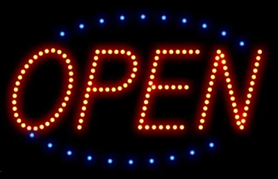 Produktbild von LED animiertes Reoklameschild "Open" -  rot