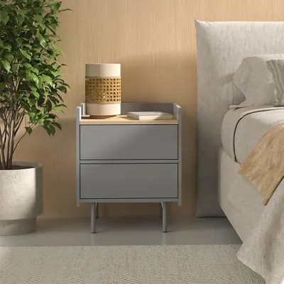 Obrázek produktu pro Noční stolek Vicco Velina Šedá 48 x 58 cm se 2 zásuvkami, Model 56419