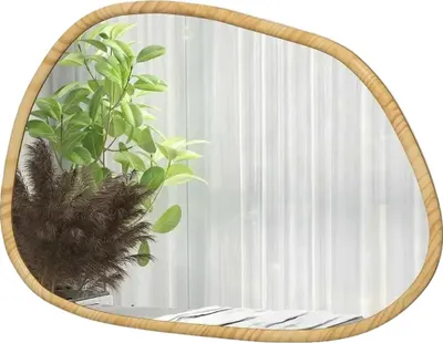 Image de Miroir mural, cadre irrégulier en pin, verre incassable, bois naturel