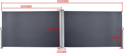 Produktbild von EINFEBEN Doppelseitenmarkise Markisen Ausziehbar 160x600cm Anthrazit Seitenmarkise UV Reissfestigkeit Seitlicher Sichtschutz Balkon Terrasse