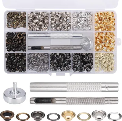 Productafbeelding van Set van 400 oogjes van 5 mm, gereedschapset voor stof, leer, tassen, canvas en riemen