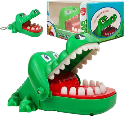 Productafbeelding van Croco Doc-spel - Set van 2 - Krokodillenspel - Klein krokodillenspel met hanger - Tand voor kinderen - Feestcadeaus