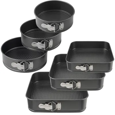 Springform-Set 6-teilig, rund & eckig, 16–26 cm, antihaftbeschichtet