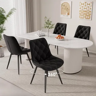 Imagen del producto de Juego de 4 sillas de comedor giratorias, diseño de 360°, tapizadas, color
