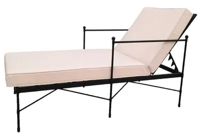 Produktbild von Casa Padrino Luxus Jugendstil Gartenliege Schwarz / Weiß 190 cm