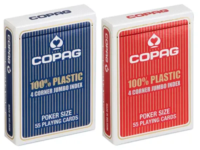 Produktbild von Copag Spielkarten (2 Decks – 1 rot & 1 blau) 100% Kunststoff Jumbo Index