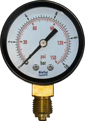 Produktbild von BieTal® Arbeitsmanometer Manometer 50mm mit 1/4 Zoll Gewinde - Anzeige 0-10 bar