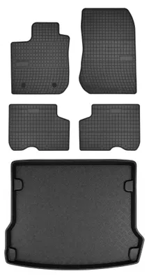 Productafbeelding van Rubberen automatten + kofferbakmat voor Dacia Logan 2006-2012 (stationwagen) – 5-delig, zwart, op maat – Wielganizator SolidPRO