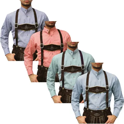 Produktbild von Trachtenhemd mit Stehkragen für Trachtenlederhosen kariert, Farbe:Himmelblau, Größe:L